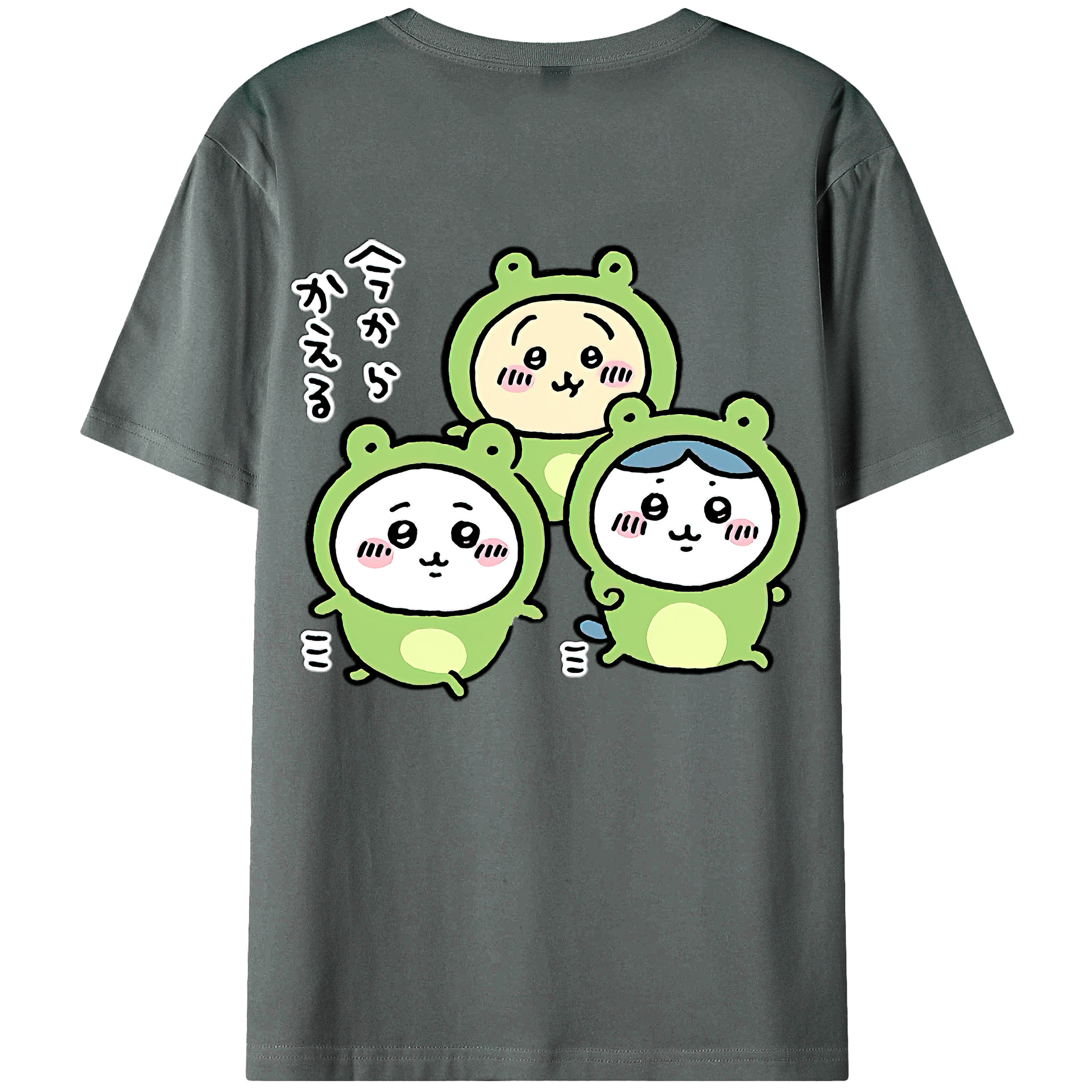 （画像用） ちいかわ ハチワレ Chii-kawa hachiware 綿100％ メンズ半袖Tシャツ（バックプリント） 通気性